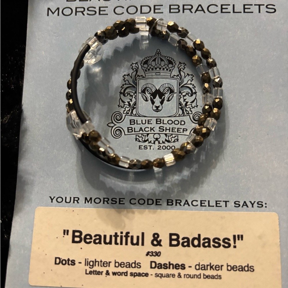 Blue Blood Black Sheep Morse Code Bracelet